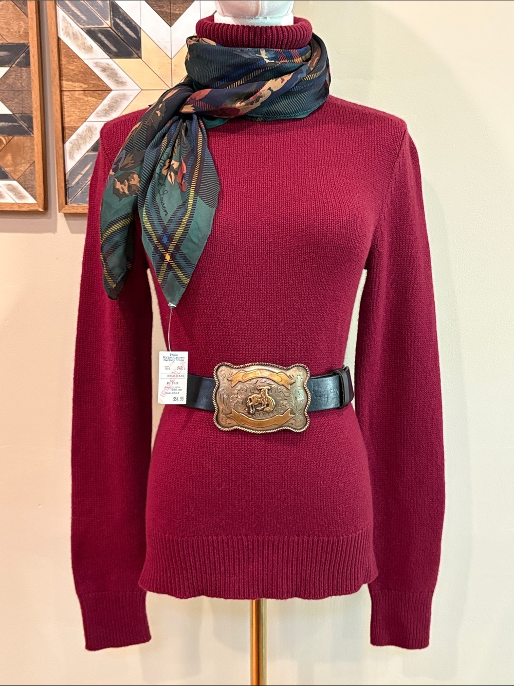 Ralph Lauren Collection Burgundy Cashmere Turtleneck Sweater Fall 2023 Small
